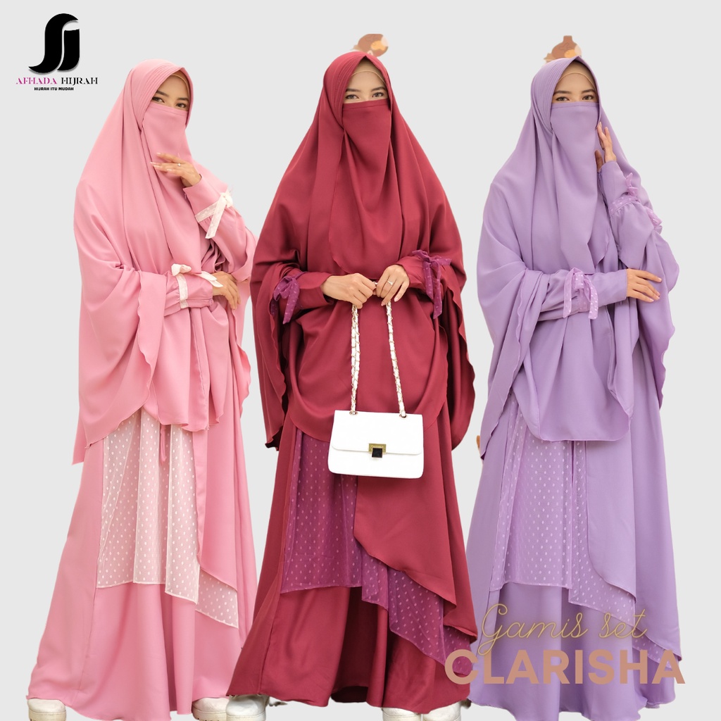 By.afada Baju gamis set cadar Clarisha terbaru baju dan hijab instan syari free niqab