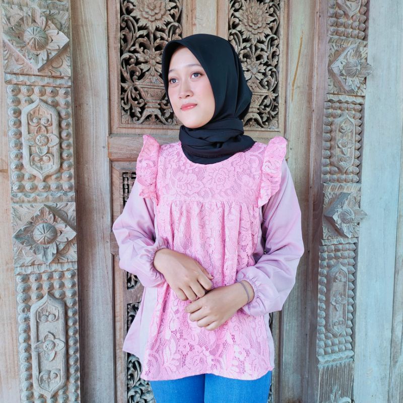 Atasan brokat blouse wanita ootd outfit anak muda  baju brokat wanita ( blouse Brokativa )