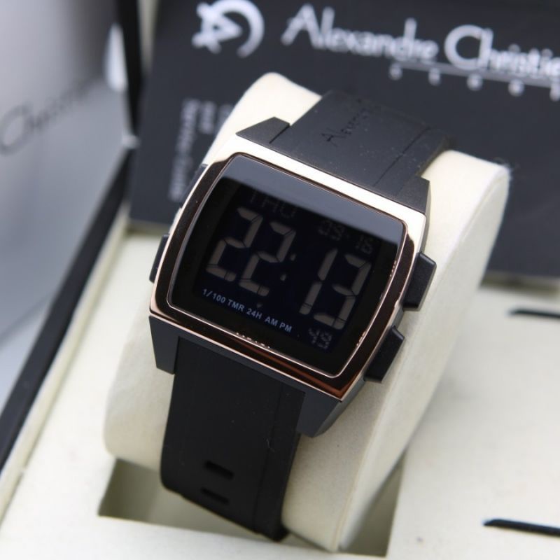New Jam Alexander Christie Wanita (Unisex) Digital AC 9343MH Black Rosegold Original Sporty Casual E
