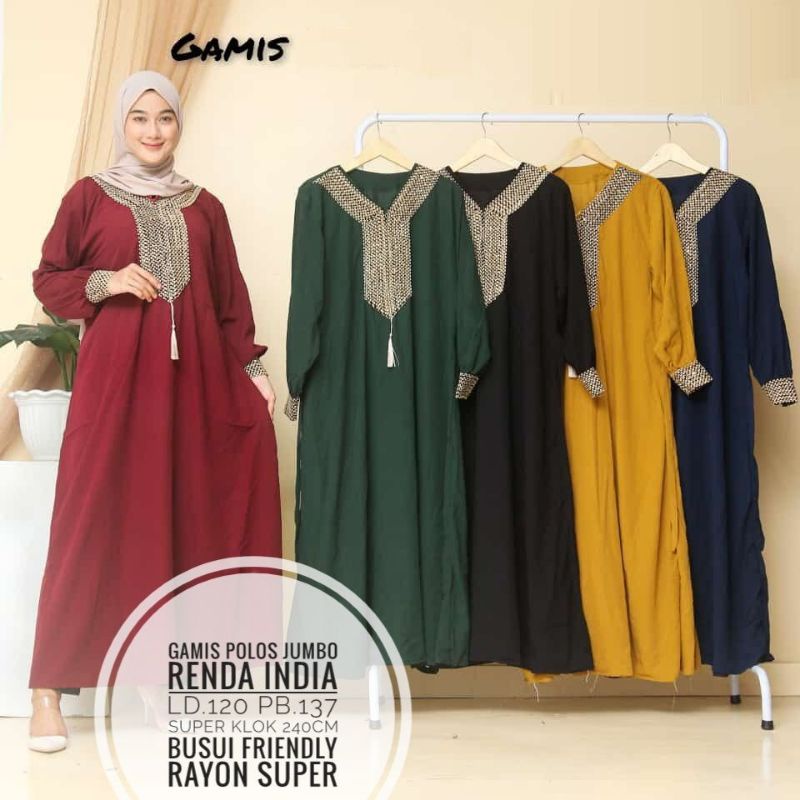 gamis polos jumbo renda india