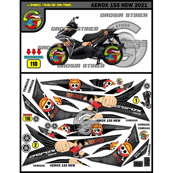 STRIPING VARIASI STIKER MOTOR YAMAHA AEROX 155 NEW 2021 ONEPIECE