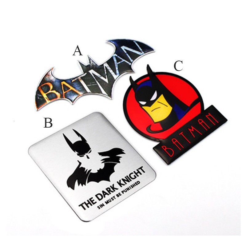 1pc Stiker Emblem Logo Batman 3d Bahan Metal Untuk Mobil / Truk / Motor