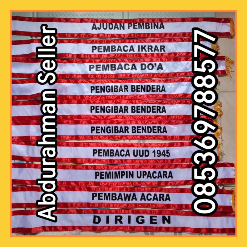 Jual Selempang Petugas Upacara SD SMP SMA Ada Nama TIAP PETUGAS UPACARA