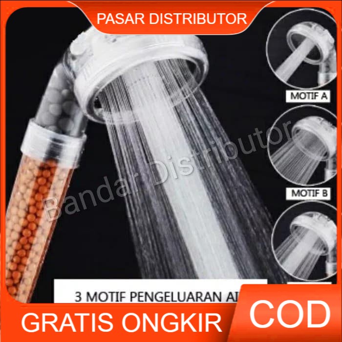 Kepala Shower Head Ion SPA Ionizer Healthy Crystal 3 Mode - Shower - High Quality