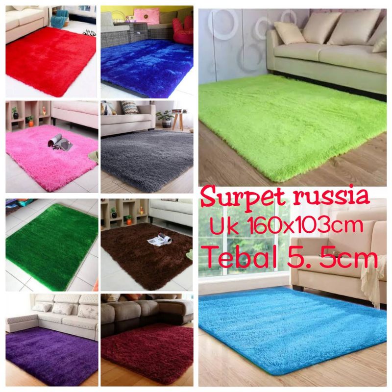 Karpet bulu rasfur uk 103x160 tebal 5.5cm busa bisa dicuci ada resleting