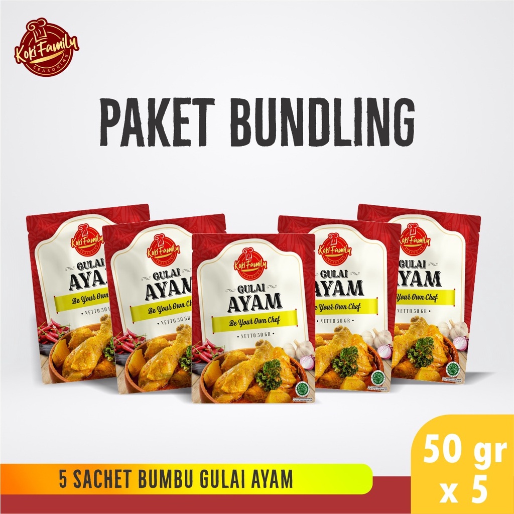 

Paket Bundling Koki Family Bumbu Instan Gulai Ayam 50Gr -5 Pcs