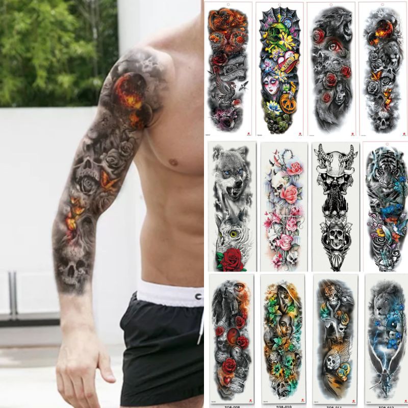 [Bayar DiTempat] Grosir Stiker Tato Temporer FULL LENGAN TERMURAH [GESER GAMBAR‼️]