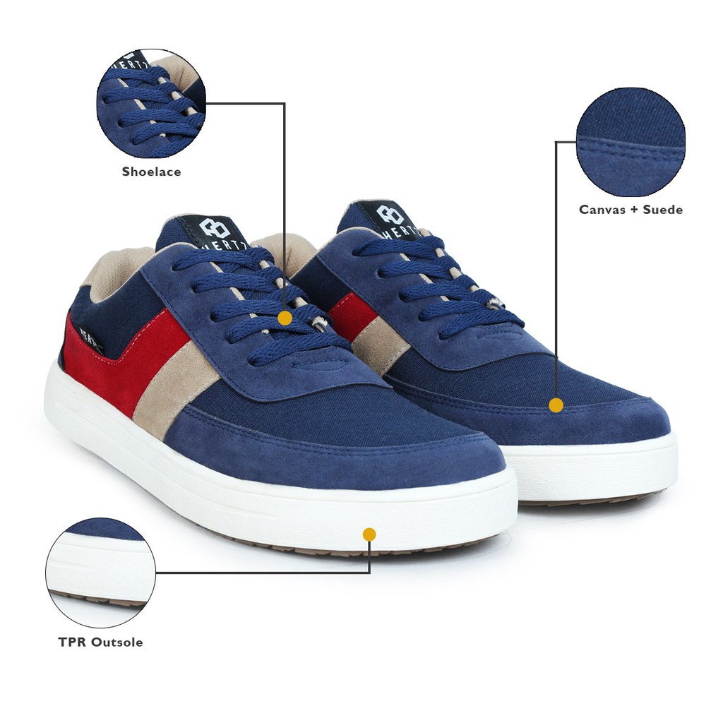 Sepatu Sneakers Pria H 3249 Brand Hertz Sepatu Kets Olahraga Sekolah Kuliah Murah Berkualitas Navy