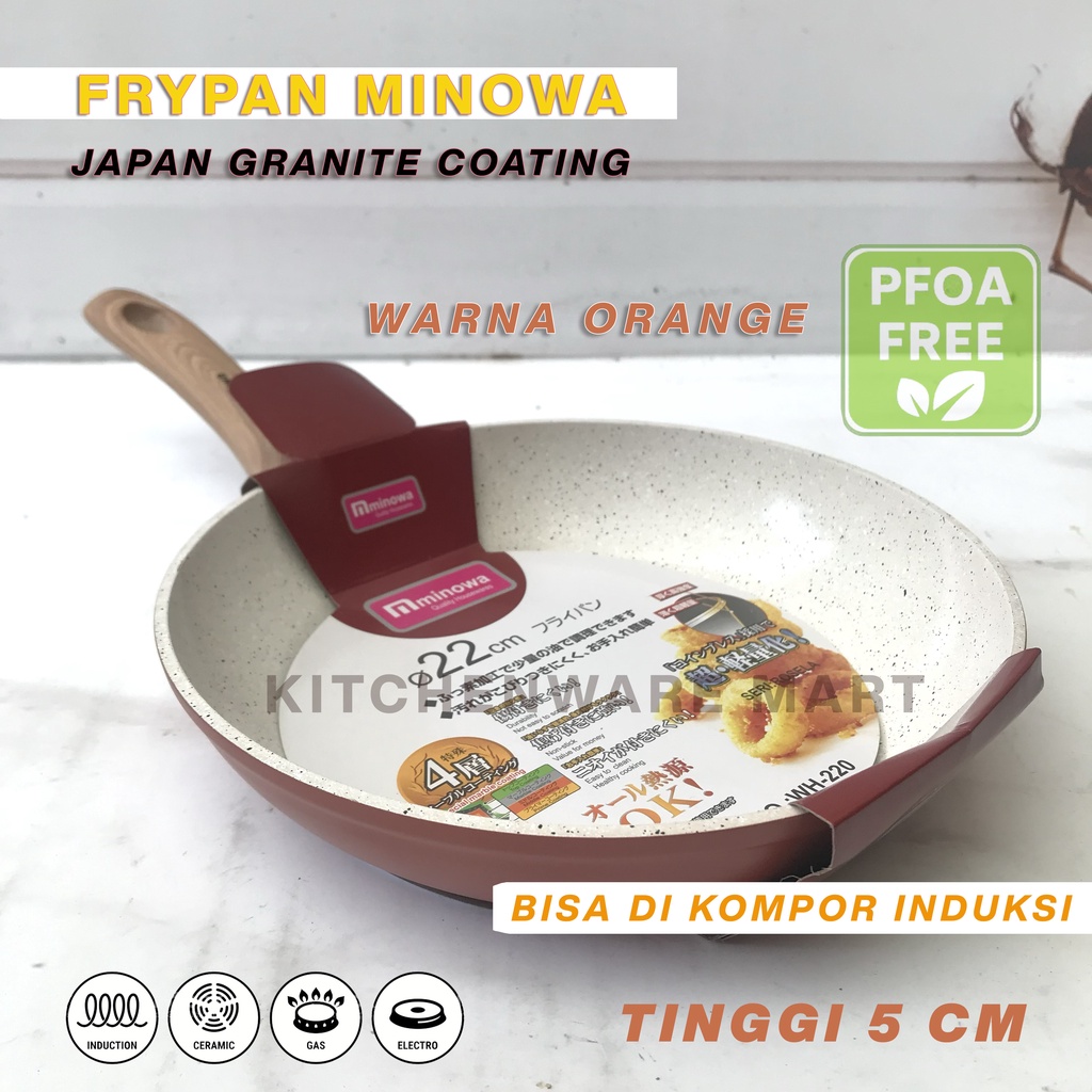 Frypan Minowa Keramik Stone White Marble - Frypan Japan technology - WOkpan 36 cm ceramic