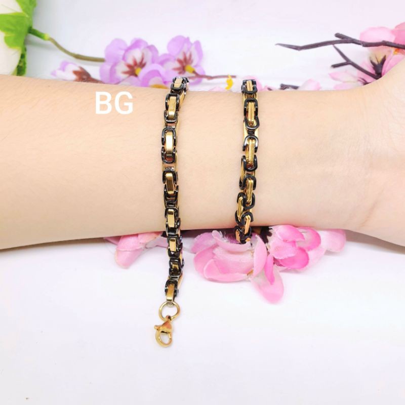 Gelang titanium asli black gold anti karatan tidak alergi 20Cm