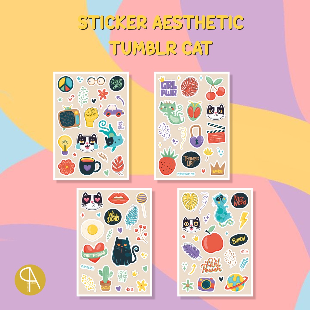 

Sticker Aesthetic Tumblr Cat / Sticker Tumblr Aesthetic Cat Pack [A5] (MIN. ORDER 4 PCS)