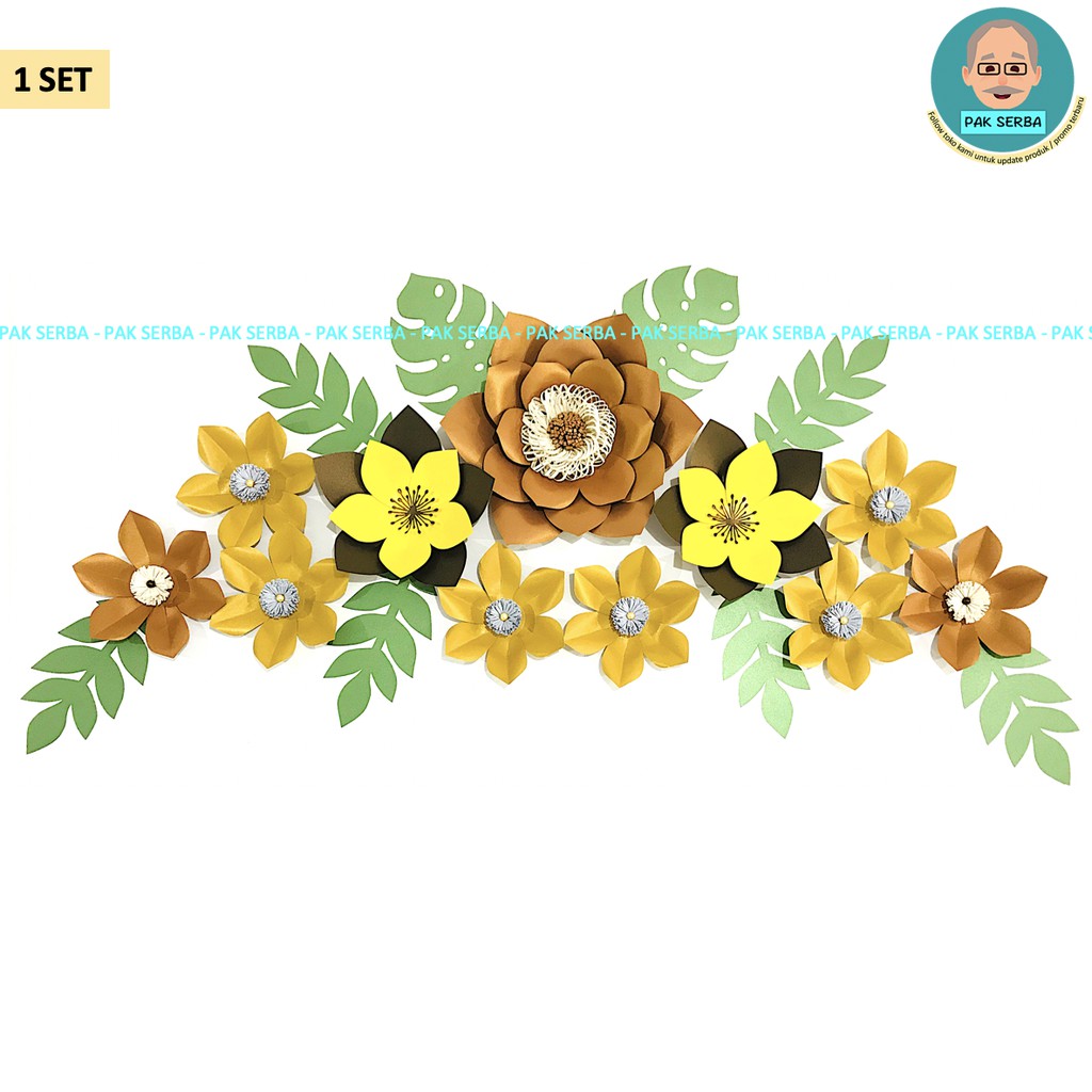 Bunga Kertas Dekorasi / Paper Flower Backdrop Photobooth Gold (Emas)
