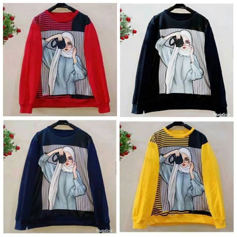 Medan Termurah Sweater kaos baby terry hijaber foto/Sweater wanita cantik hijaber