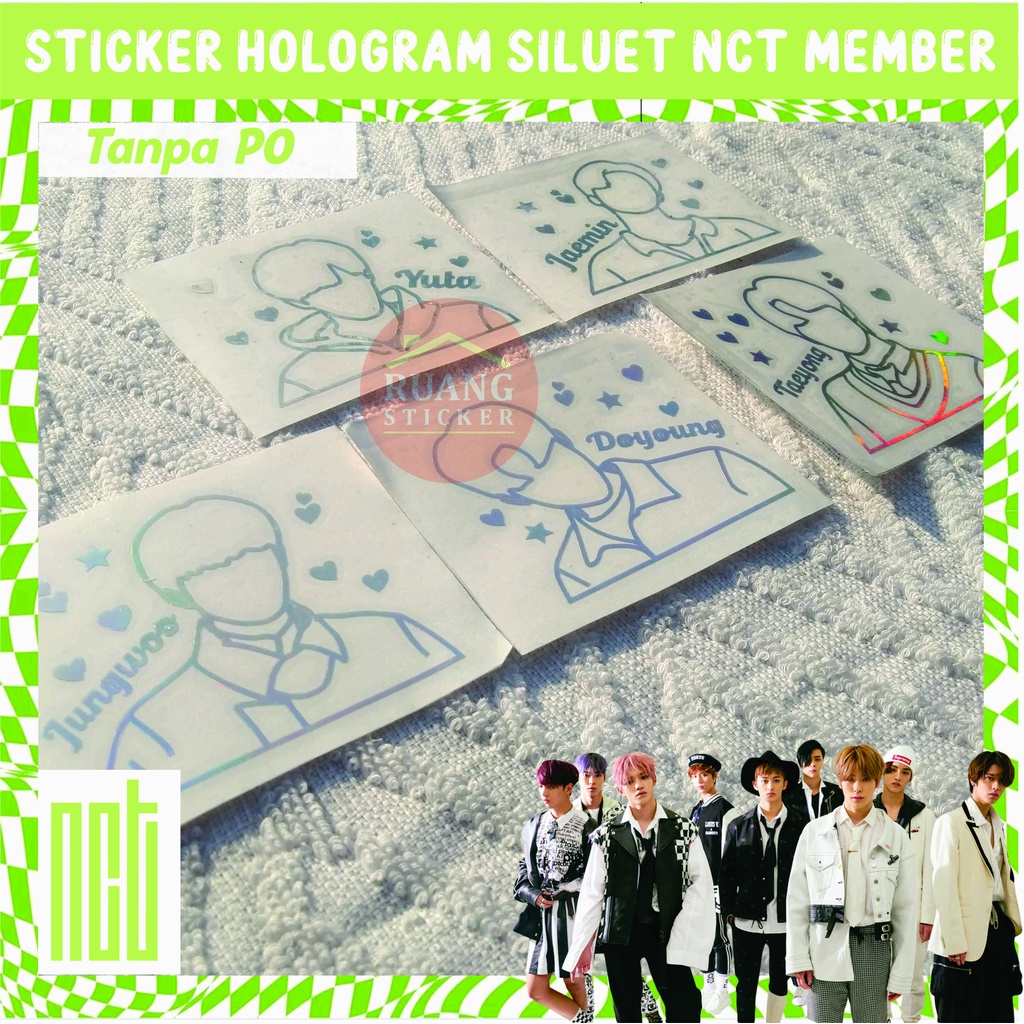 STIKER NCT STICKER HOLOGRAM PELANGI MEMBER NCT SILUET OUTLINE SEHARI JADI CUSTOM NCT2021 NCTU NCTDREAM WAYV