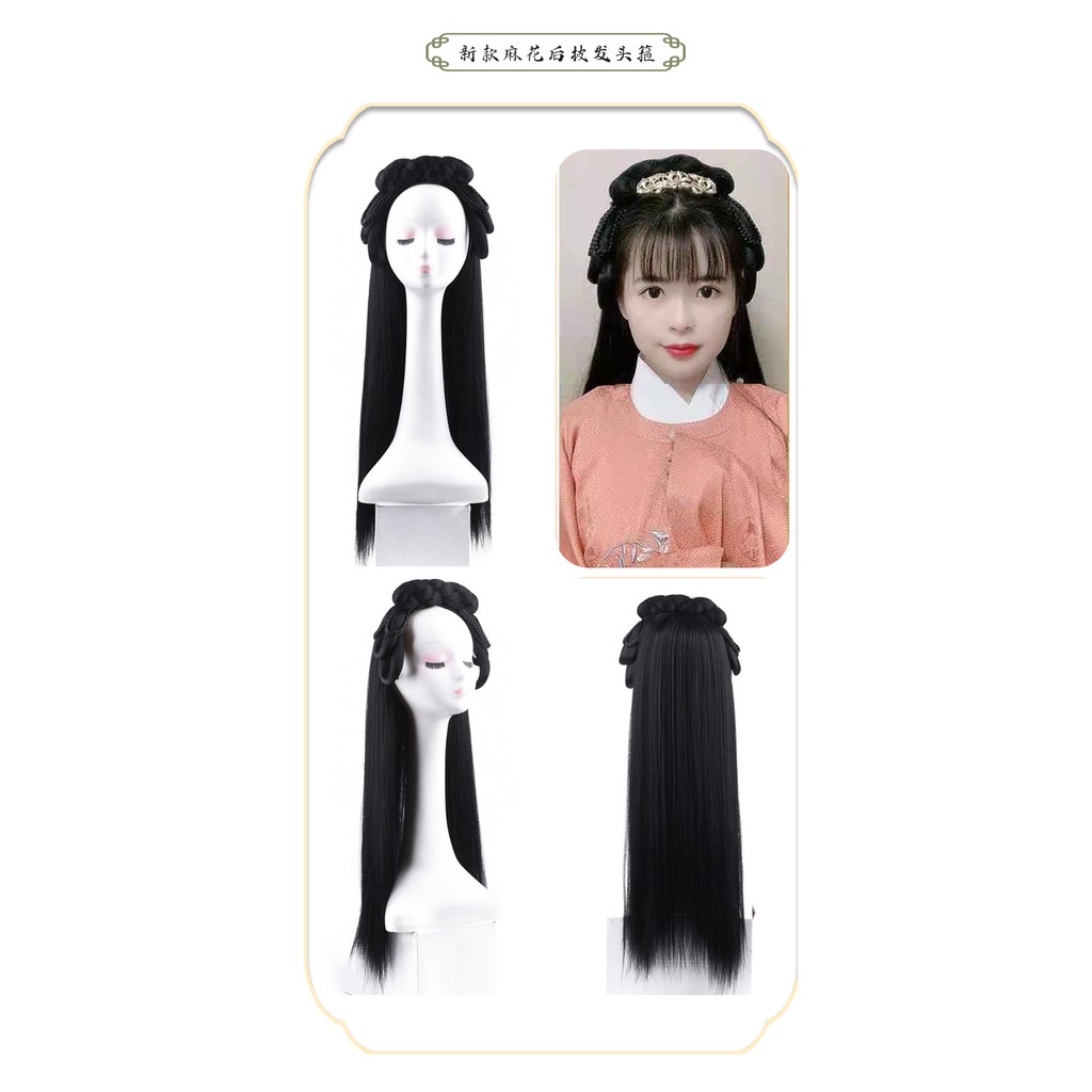 HWF half wig rambut palsu hanfu bando model tradisional cina kuno cosplay hair extension