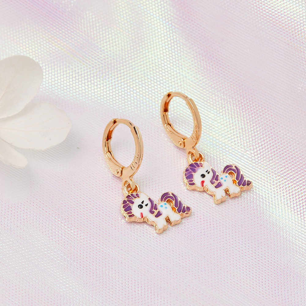 Y388 [Cod] Anting Anak Perempuan Unicorn Lucu Anting Tusuk Anak Anti Karat Dan Tidak Luntur Lapis Emas Little Pony Earrings