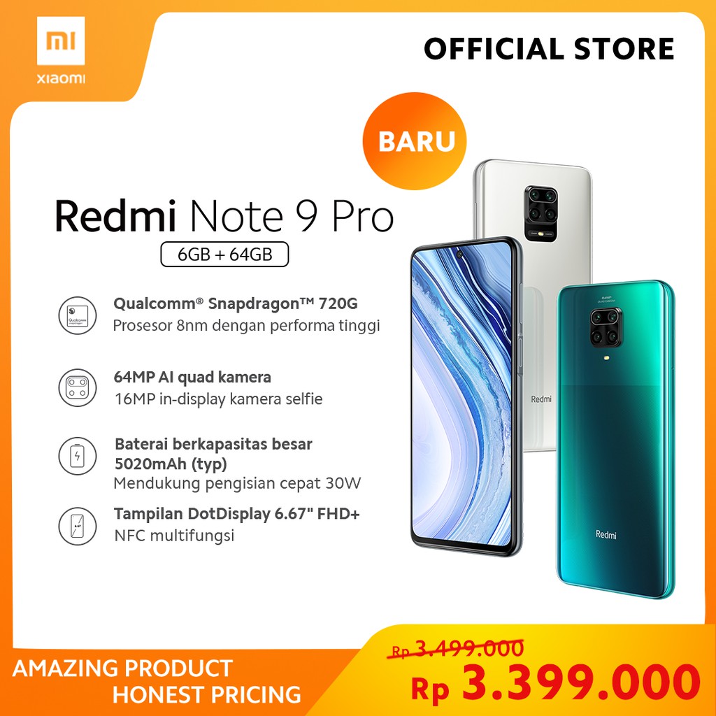 Redmi Note 9 Pro (6GB+64GB) 64MP Quad Kamera Snapdragon