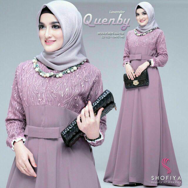 Gamis Pesta Jumbo LD 120 Quenby Ori Shofiya Gamis Brukat Prita Syar'i asdf Muslim Wanita Terbaru-Lavender