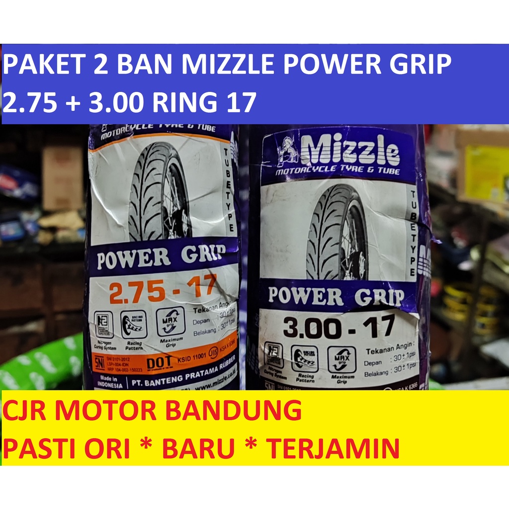 PAKET MIZZLE POWER GRIP 275 + 300 RING 17 Ban Motor Harian NON TUBLES