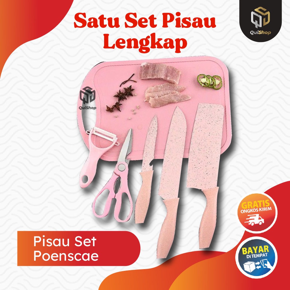 Pisau Dapur Set Kitchen Knife Set Gift 7 in 1 POENSCAE Alat Pemotong Makanan Peralatan Dapur Termurah Berkualitas