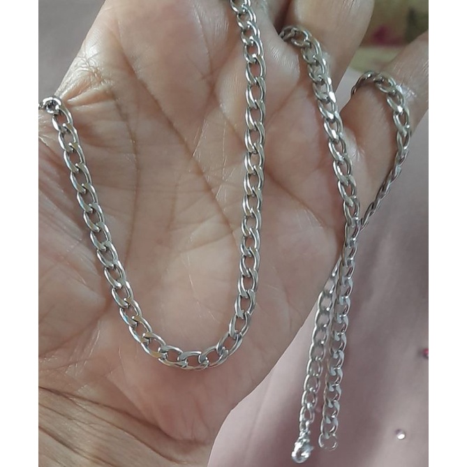 Kalung Titanium Pria Model Rantai Pipih