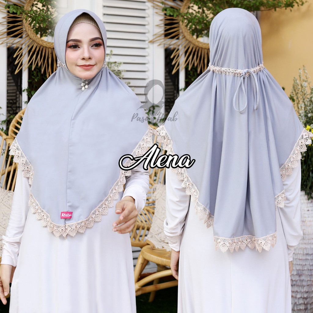 Jilbab Instan Serut Alena Renda Import Hijab Instan Jersey Super Premium Kerudung Bergo Pasar Hija'b