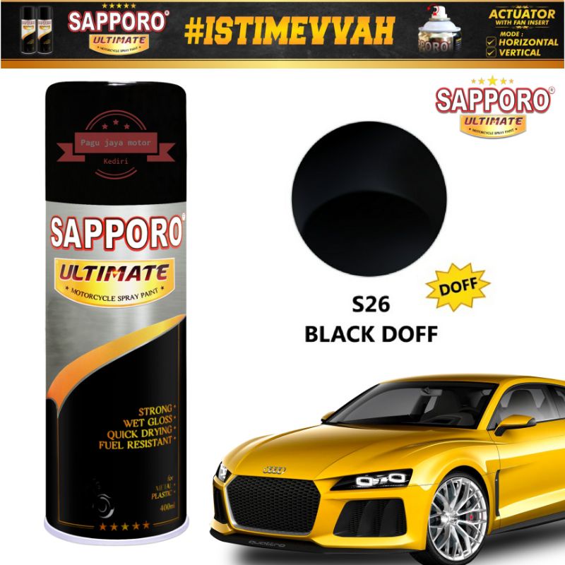 sapporo ultimate hitam  black doff S26 400ml cat semprot spray paint