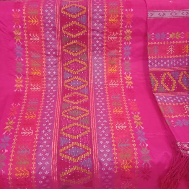 Songket semi sutra motif angkola warna pink