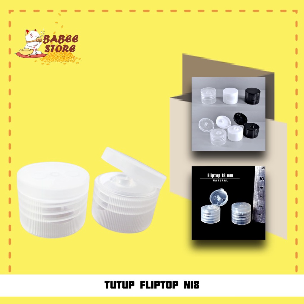 TUTUP FLIPTOP NECK 18 IMPORT - TUTUP BOTOL FLIPTOP N18 CLEAR HITAM PUTIH