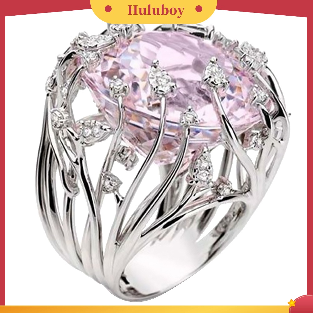 Hu Hu Hu Hu Hu Alat Bantu Pasang Kacamata♡ Cincin Wanita Bahan Alloy Desain Pohon Rotan Hollow Hias Cubic Zircon Gaya Elegan Untuk Pesta