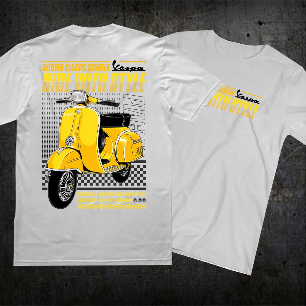 Kaos vespa / baju vespa / kaos sunmori / kaos motor / kaos otomotif / putih 3