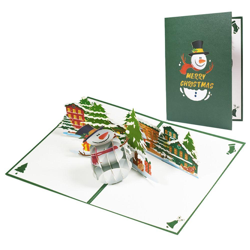 Kartu Ucapan Desain Snowman Reindeer Merry Christmas Dengan Amplop