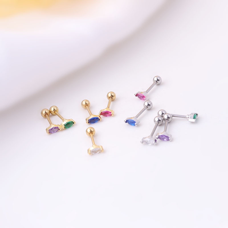 1 Piece Multicolor Zircon Stainless Steel 20Gauge Barbell Helix Piercing Stud