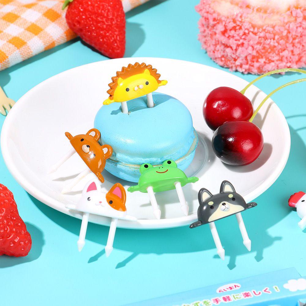 SOLIGHTER Cartoon Fruit Fork Animal Toothpick Bento Fork Tableware Party Decoration Cute Decorative Kitchen Supplies