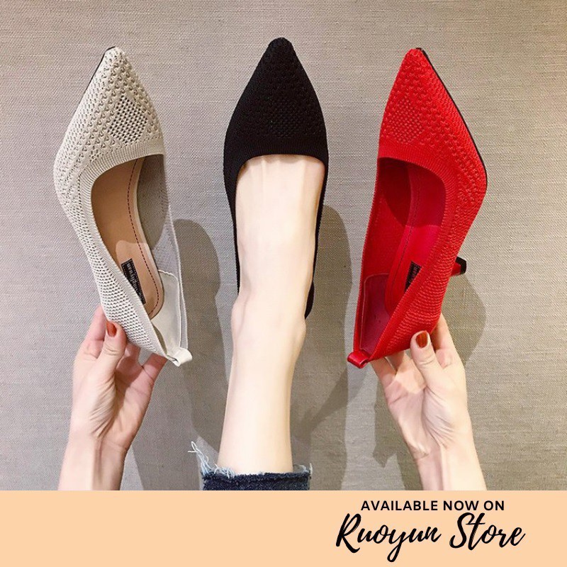 RYS - Lohee Knitted Sepatu Hak Korea Fashion Casual / Kantoran - Ori Import