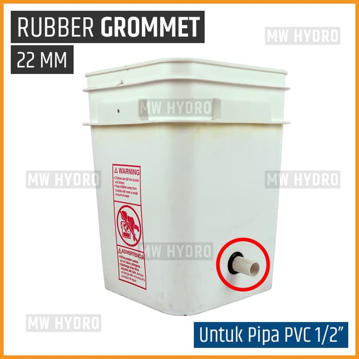 10 pcs Grommet 22 mm untuk Pipa PVC 1/2 Inch, Hitam