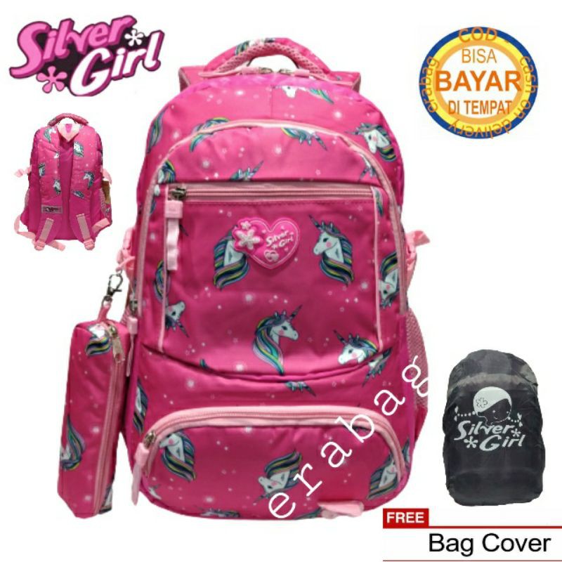 Tas ransel sekolah wanita remaja backpack kekinian Silver Girl by Alto Import Original 79460V1