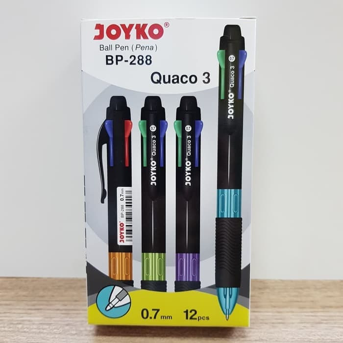 

MURAH Ball Pen / Pulpen / Pena Joyko BP-288/ Quaco 3/ 0.7 mm/ 4 Warna