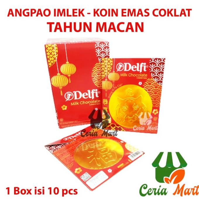 

Angpao Imlek Anak Koin Emas Coklat Delfi 1 Box isi 10s Milk Chocolate