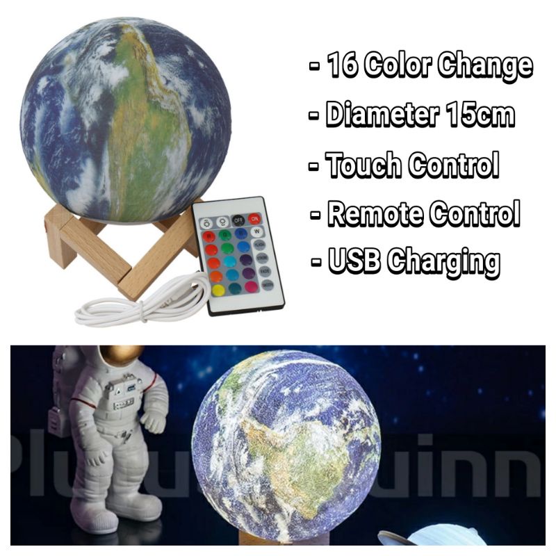 Galaxy Night Light Globe 3D Lampu Tidur LED Globe Lampu Meja Kamar Anak Peta Dunia Atlas