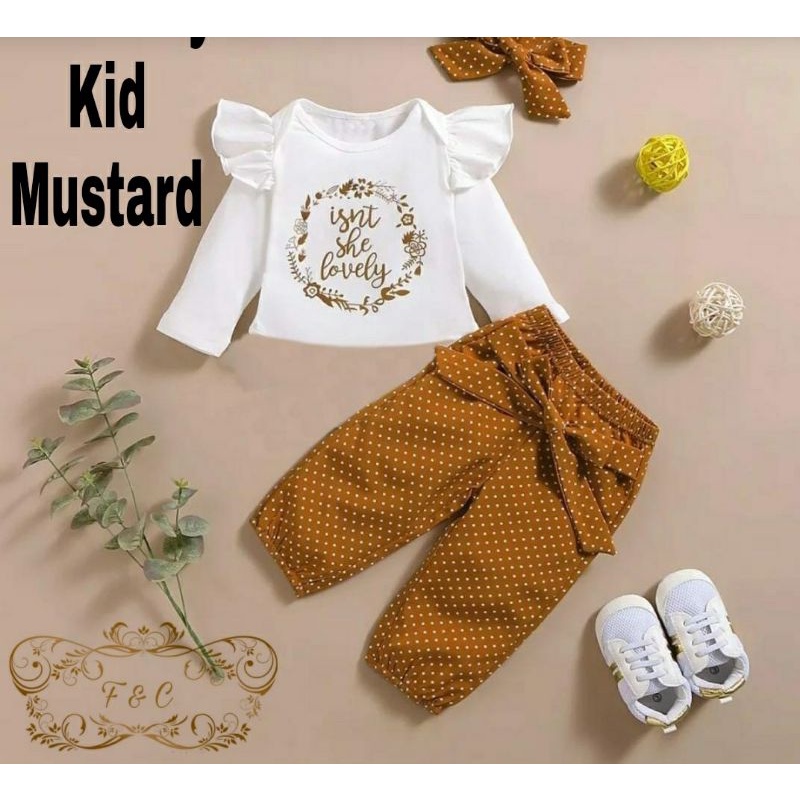 3 UKURAN S M L SET LOVELY KID PANJANG PAKAIAN ANAK PEREMPUAN SETELAN BABYETRRY FEHM