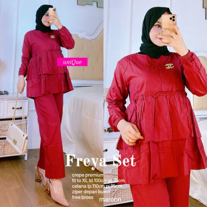 Freya set original unique setelan polos LD 100