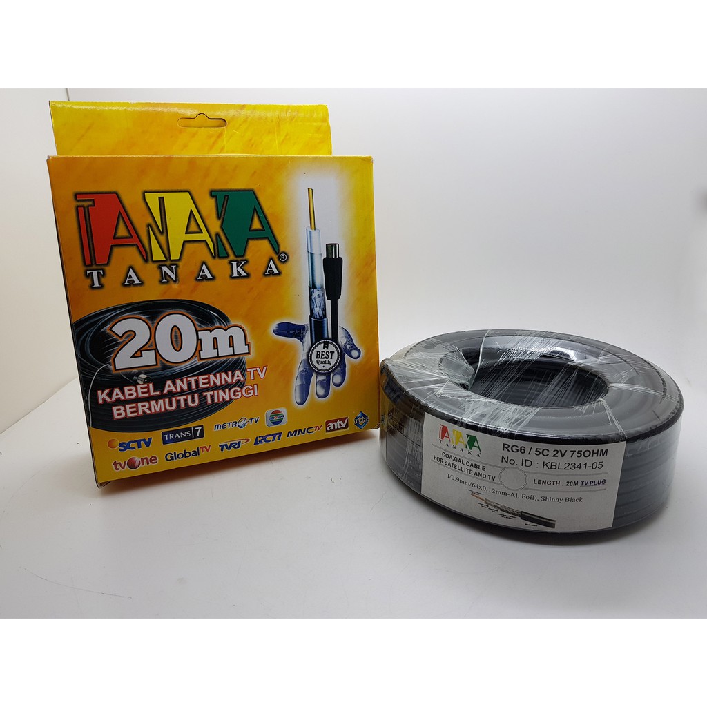 Kabel antena TV panjang 20M tanpa booster 5C Merk TANAKA