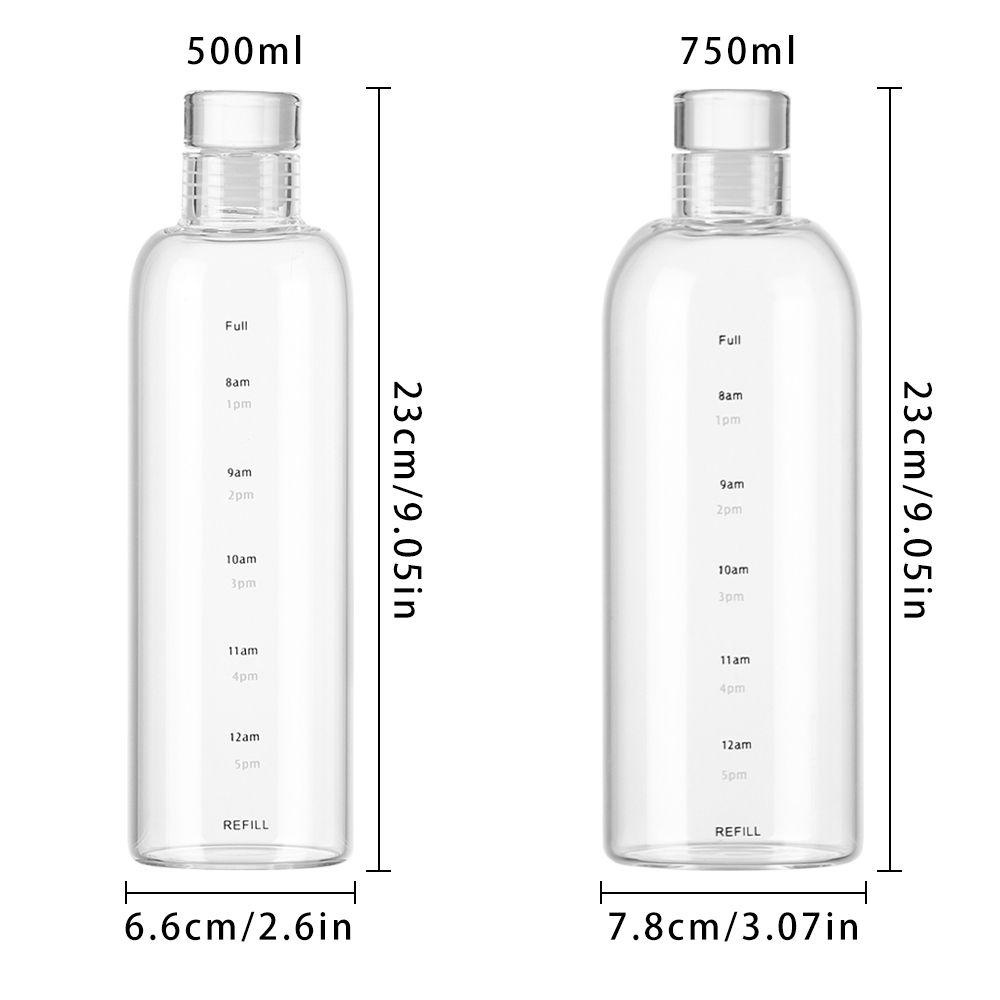 Top 500ML/750ML Botol Air Kaca Jus Susu Outdoor Fitness Transparan