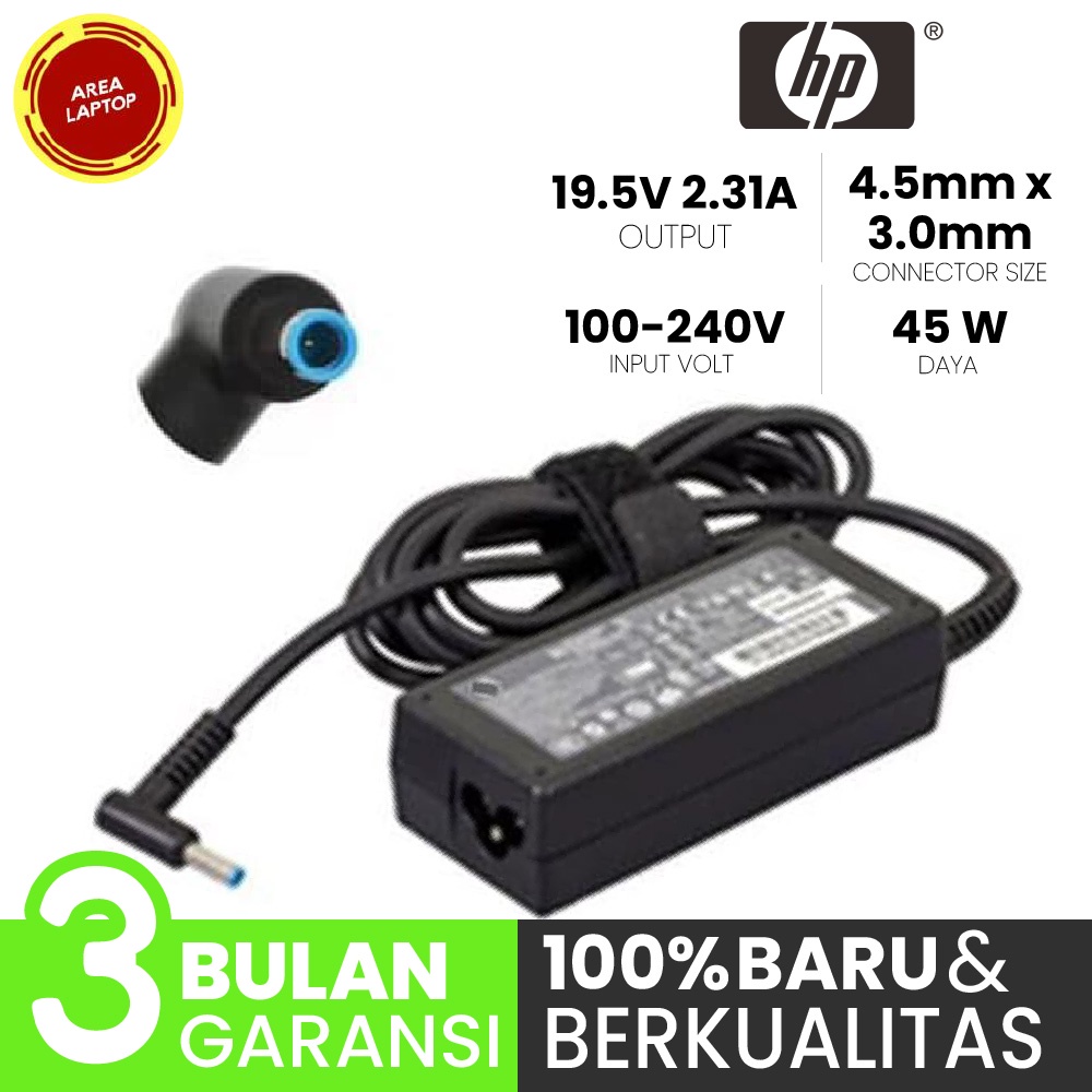 Adaptor Charger untuk Laptop Hp14 Hp Envy 14 Hp Pavilion 14 15 19V 19.5V 2.31A PIN BIRU ORIGINAL