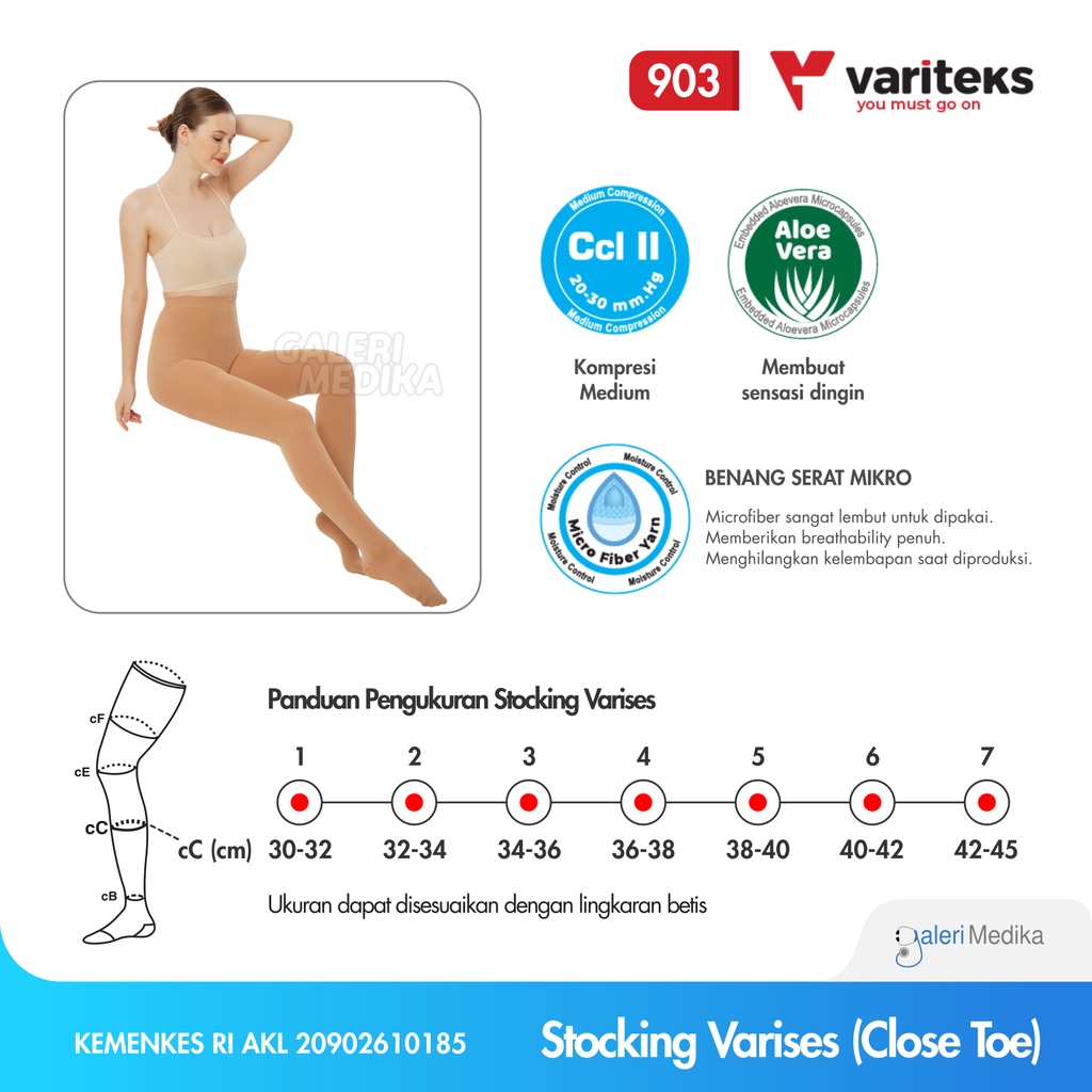 Stocking Varises Variteks 903 Kompresi Menengah 20-30mmHg Kelas 2 / Medium Compression CCL 2 - Stoking Varises