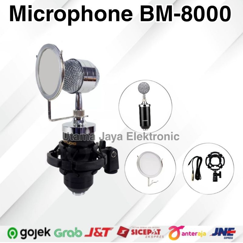 Paket Komplit Mic BM8000 Soundcard V8 Stand Mic Phone Holder Recording