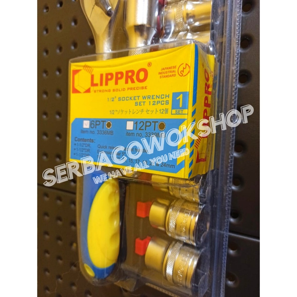 Lippro Kunci Sok Set Sock 12 Pcs 1/2 Inch Socket Set 12 Pcs Heavy Duty Termurah Berkualitas