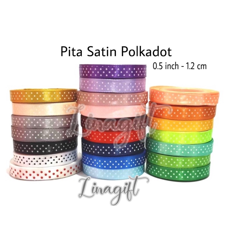 ( 3 Meter ) PITA SATIN POLKADOT 0.5 INCH / 1.2 CM / 1/2 IN - PITA SATEEN - PITA SATEN ONDE / KAIN / HIASAN KADO / PARCEL / HAMPERS / GOODIE BAG PARSEL DEKORASI DEKOR KADO