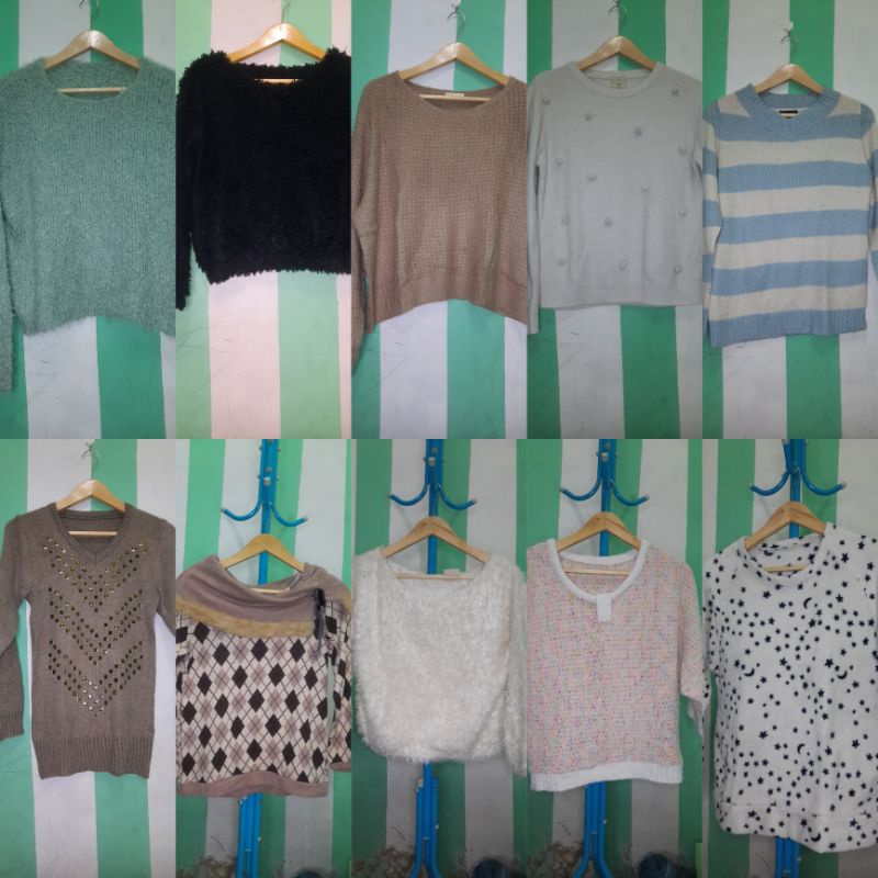 link co bulu fuzzy rajut lengan balon